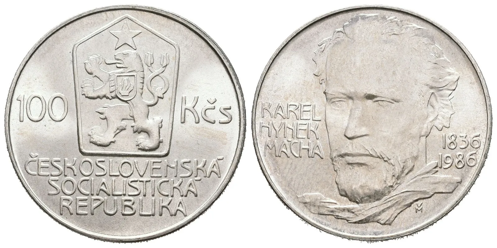 100 Kčs 1986 - Karel Hynek Mácha, ražební lesk — 1