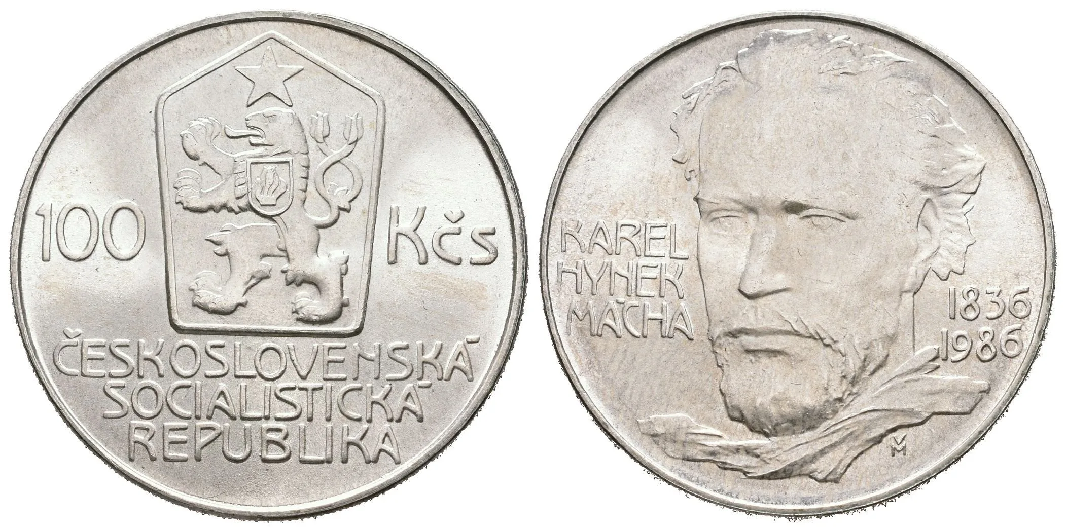 100 Kčs 1986 - Karel Hynek Mácha, ražební lesk — 1