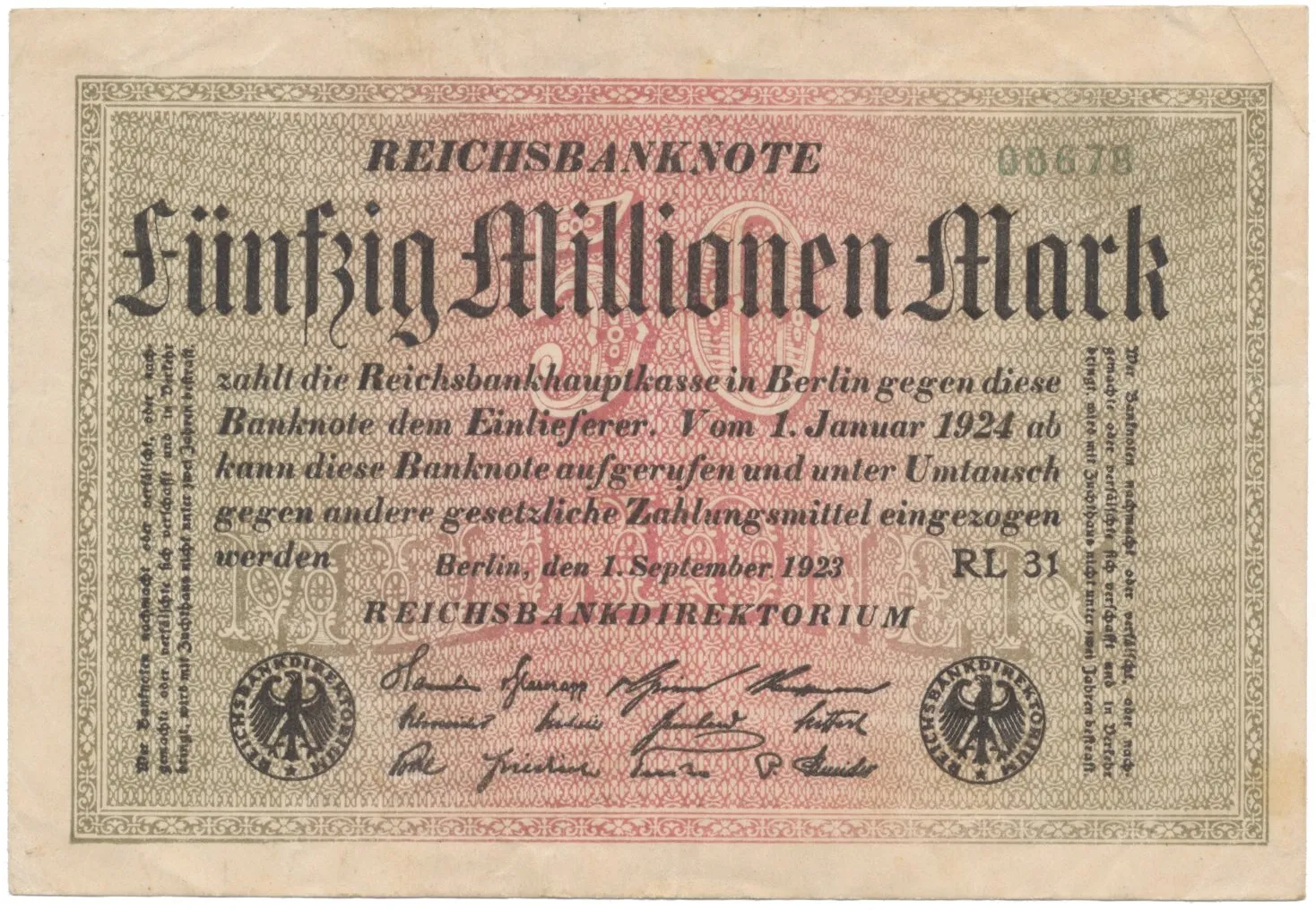 Německo, 50 Millionen Mark 1923, Ro.108d