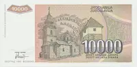 Jugoslávie, 10.000 Dinara 1993, anulát AA 0000000, P.129 - fotografie 2