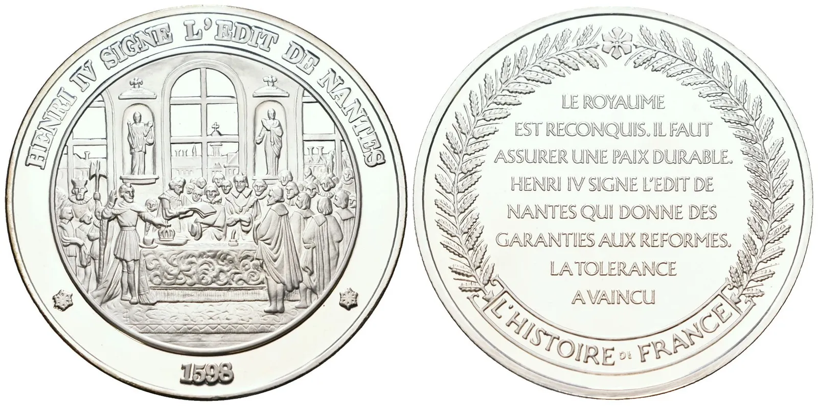 Francie - AR Medaile b.l. - Signature de l'Edit de Nantes