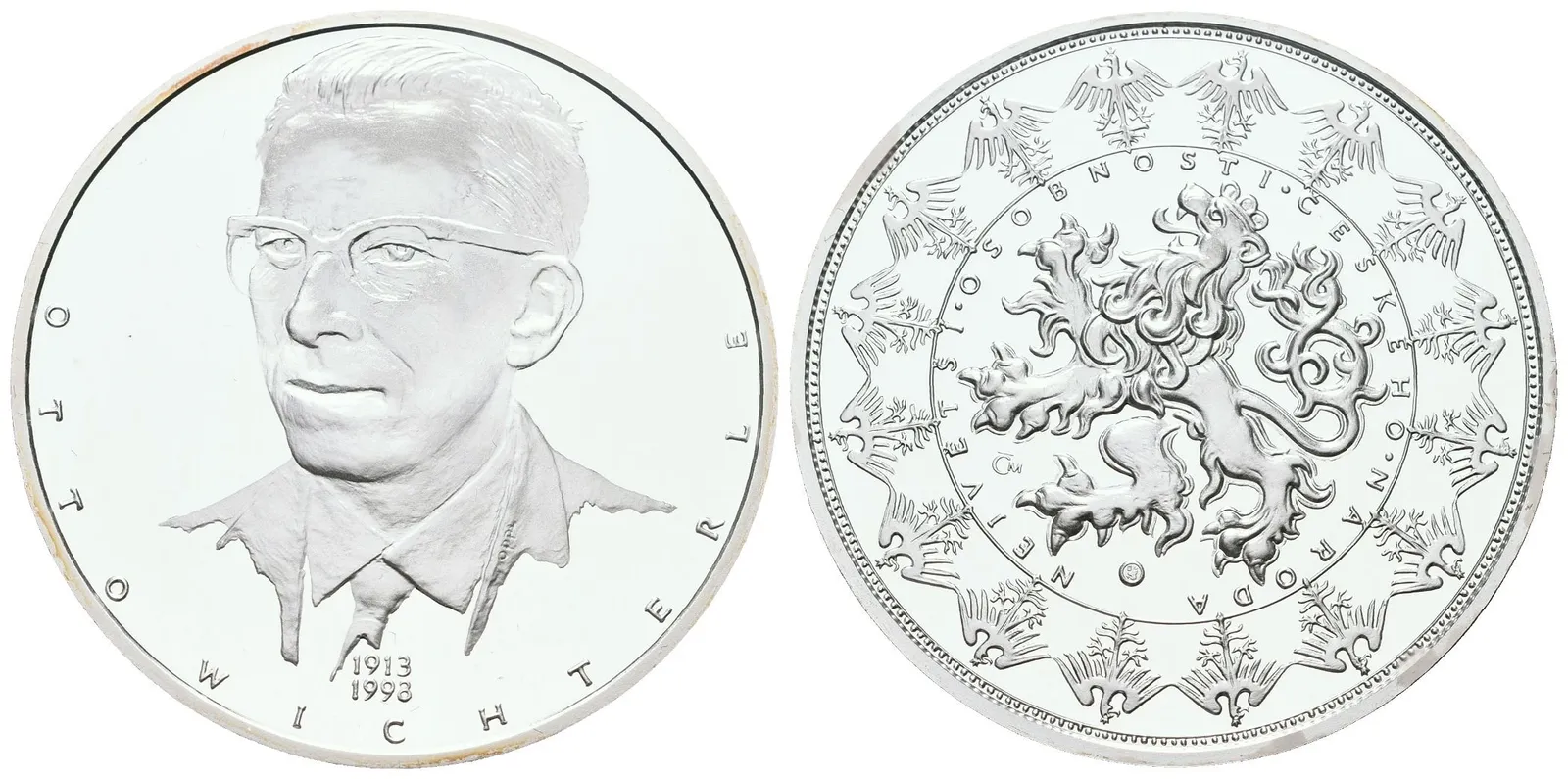 Stříbrná investiční medaile - Otto Wichterle - Ag 29 g - 999/1000 + Certifikát