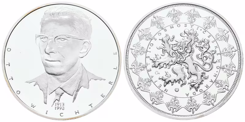 Stříbrná investiční medaile - Otto Wichterle - Ag 29 g - 999/1000 + Certifikát
