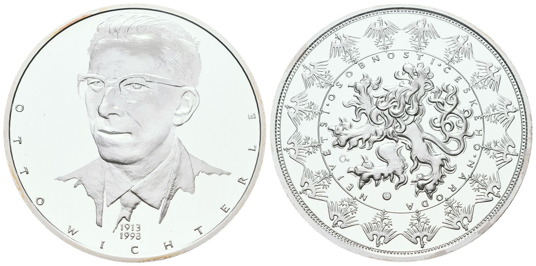 Stříbrná investiční medaile - Otto Wichterle - Ag 29 g - 999/1000 + Certifikát
