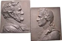 AE Plaketa b.l. (Stiastny) - Richard Wagner a Friedrich Schiller. 65 x 57 mm_2 ks — 1