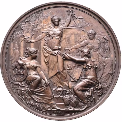 AE Medaile 1875 - K 50. výročí založení České spořitelny. Budova Rudolfina,