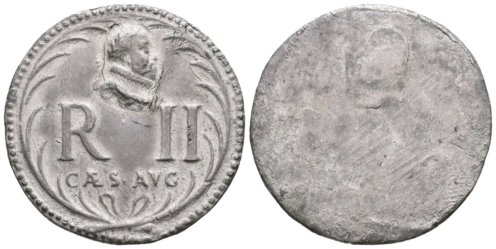 AE Jednostranná medaile b.l. (Nesig.) - Poprsí Rudolfa II. zprava, nápis R. II CAES — 1