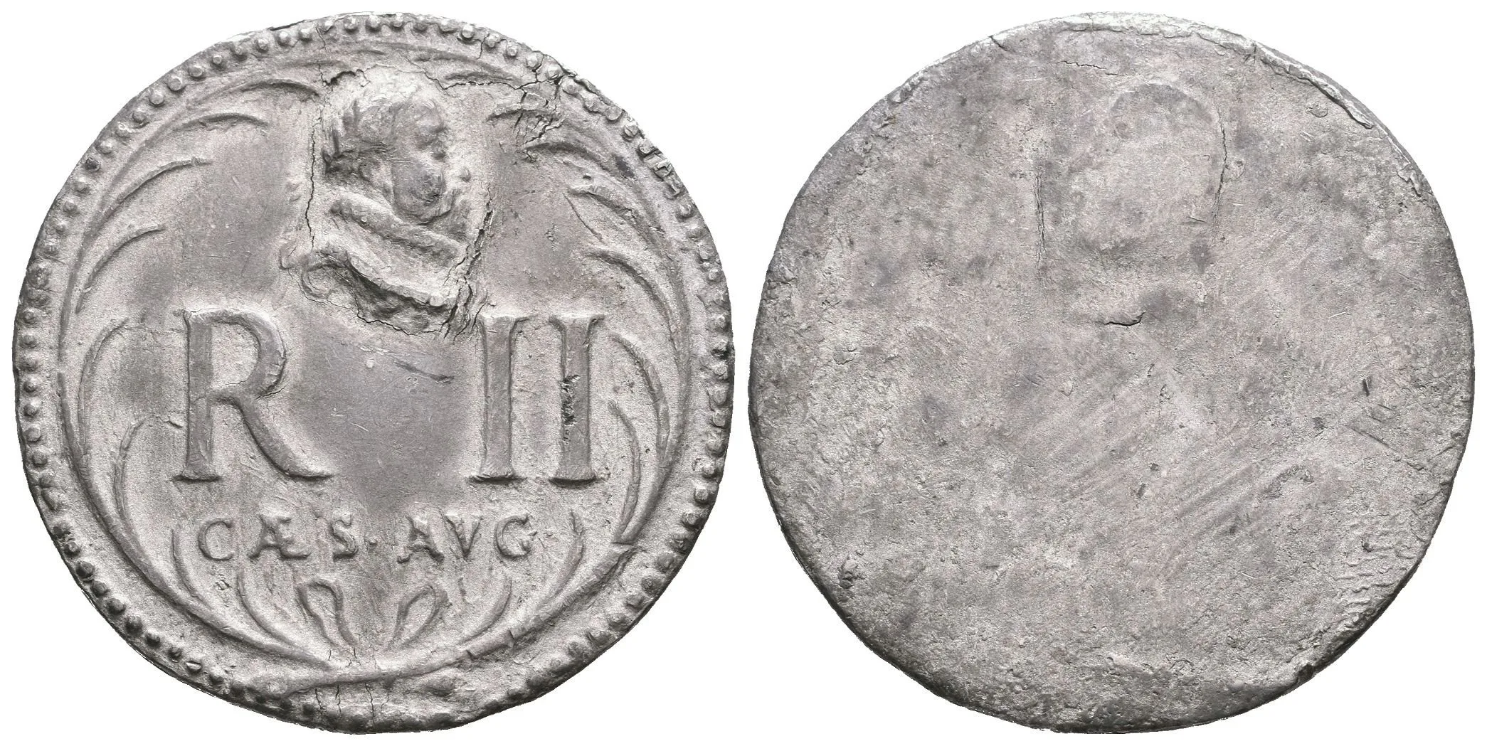 AE Jednostranná medaile b.l. (Nesig.) - Poprsí Rudolfa II. zprava, nápis R. II CAES — 1