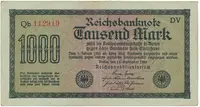 Německo, 1000 Mark 1922, vod. Wellen, 6-místné číslo, Ro.75q