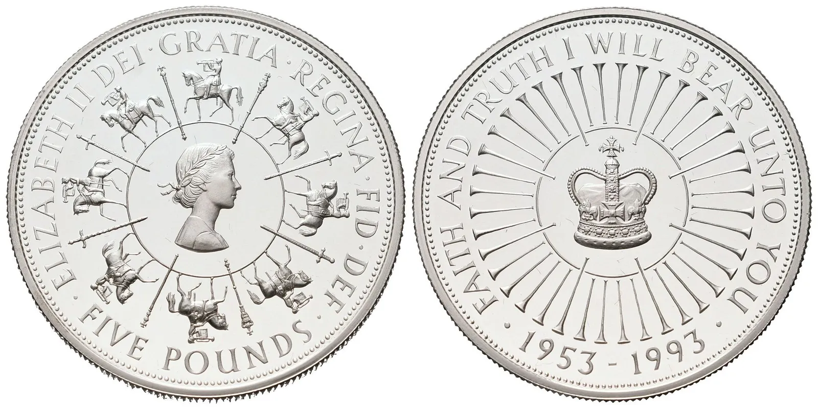 Velká Británie, 5 Pounds 1993 - Korunovace