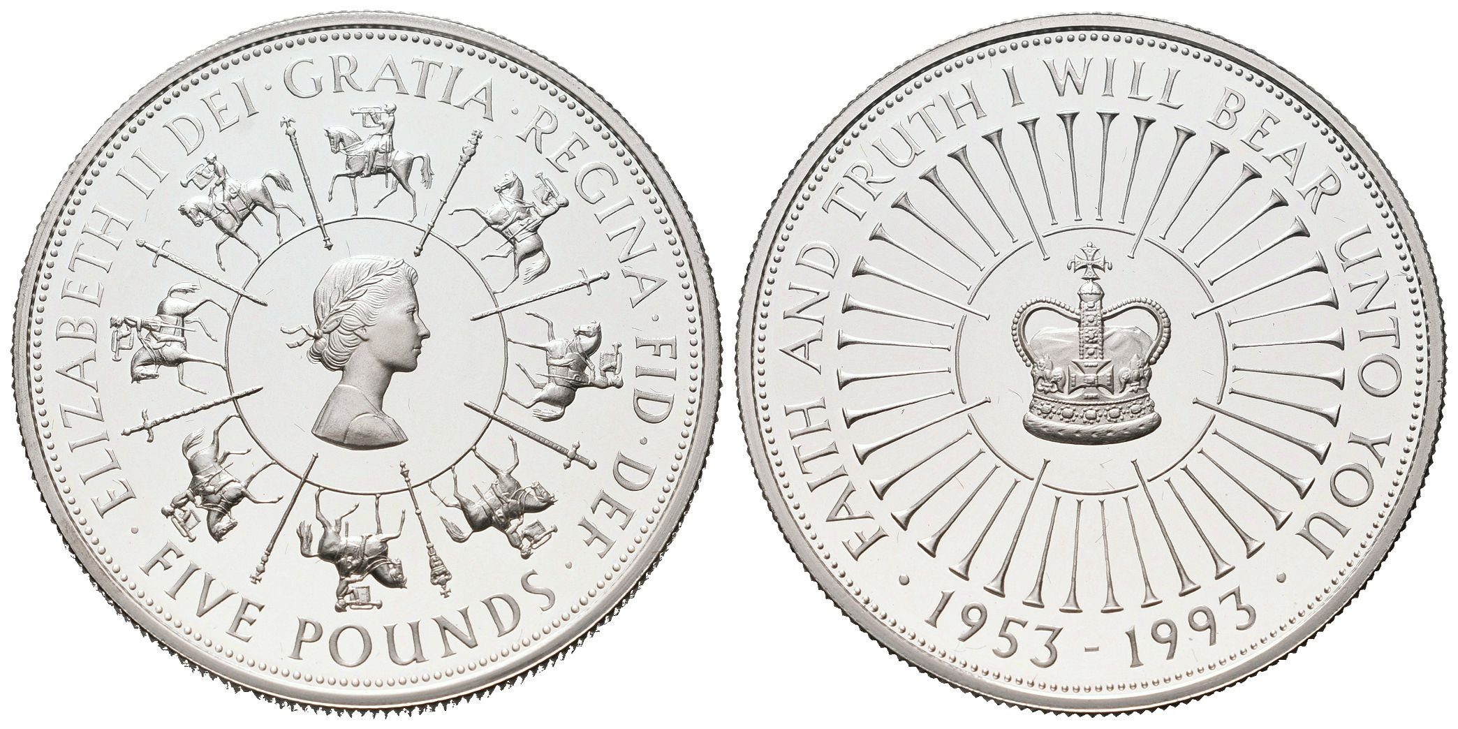 Velká Británie, 5 Pounds 1993 - Korunovace