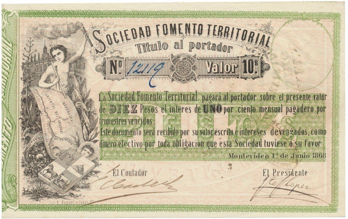 Uruguay, 10 Pesos 1868, P.S481