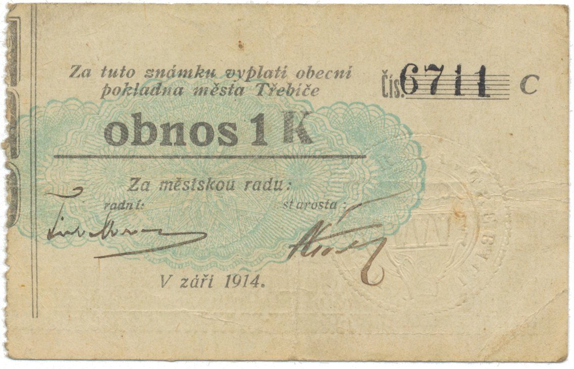 Třebíč - město, 1 K září 1914, slabší K, HH.223.5.10a2
