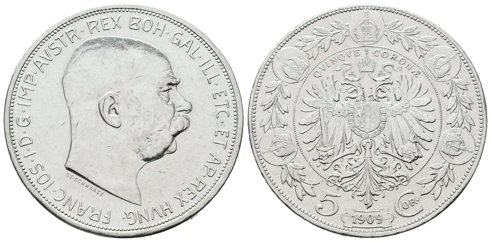 5 Koruna 1909, typ Schwartz