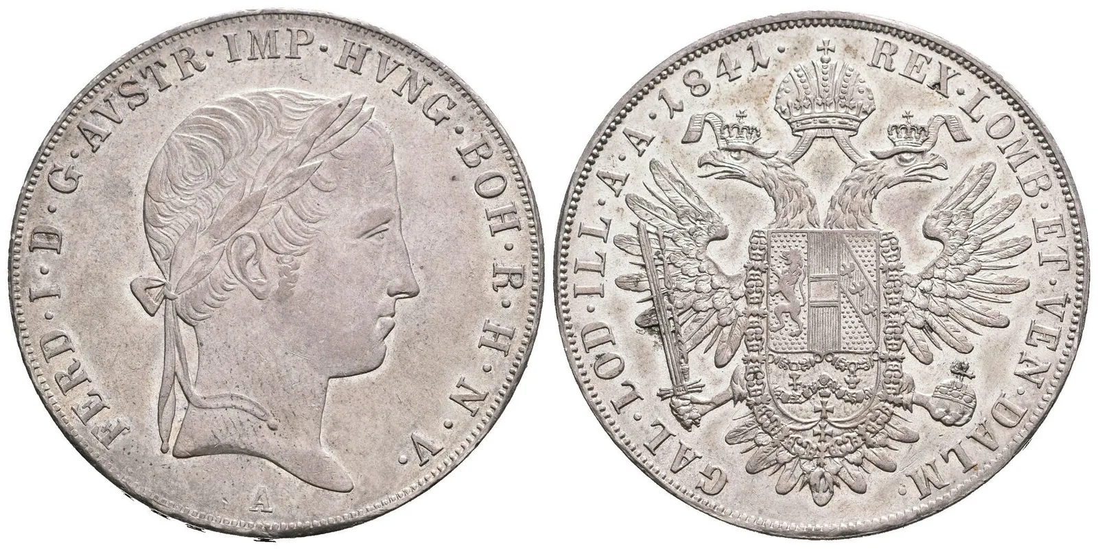 Tolar 1841 A, velmi pěkná zachovalost, lesk, — 1
