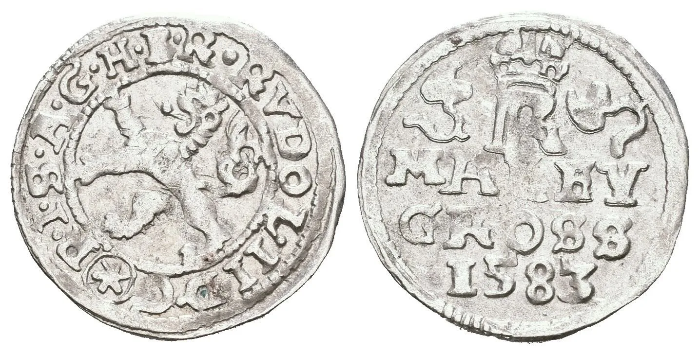 Malý groš 1583, České Budějovice-Schönfeld, HN.16b (opis 7a), — 1