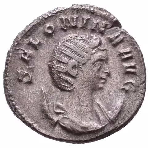 AR Antoninian, 260 - 268, Rv: VESTA, sedící Vesta zleva drží pateru a žezlo,