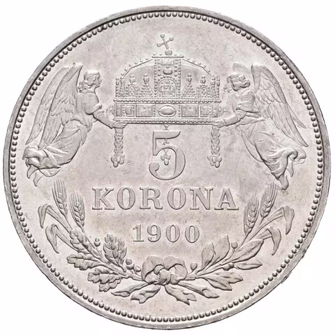 5 Koruna 1900 KB, krásná zachovalost, téměř plný ražební lesk, patina,