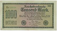 Německo, 1000 Mark 1922, vod. Vielecke, 6-místné číslo, Ro.75f