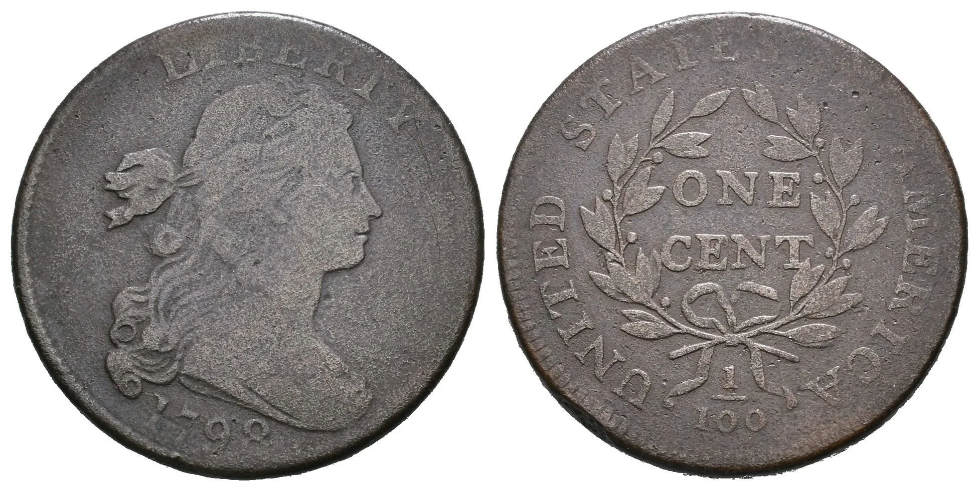 1 Cent 1798, KM.22, špatná zachovalost, patina, hranka — 1