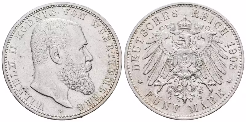 Württembersko, 5 Marka 1908