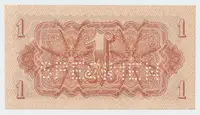 Československo, 1 Koruna 1944, perf. 1x SPECIMEN dole z rubu, Hej.56a1.S5 - fotografie 2