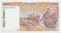 Západoafrické státy, 1000 Francs 2002, D - Mali, P.411Dl