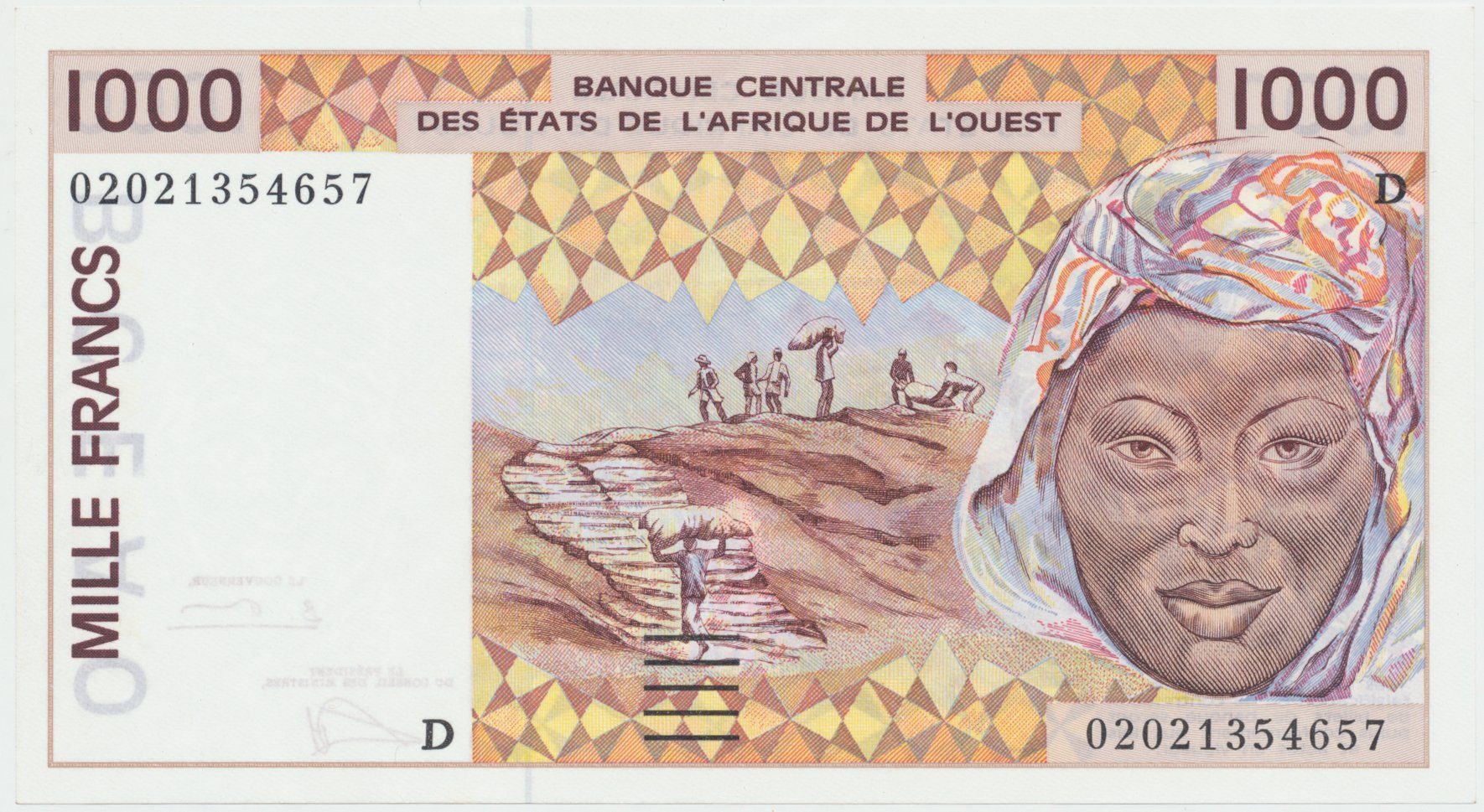 Západoafrické státy, 1000 Francs 2002, D - Mali, P.411Dl