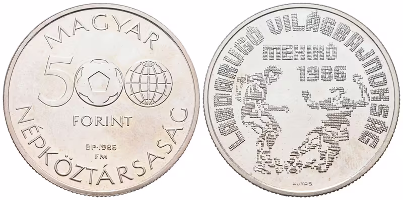 Maďarsko, 500 Forintů 1986 - Fotbal