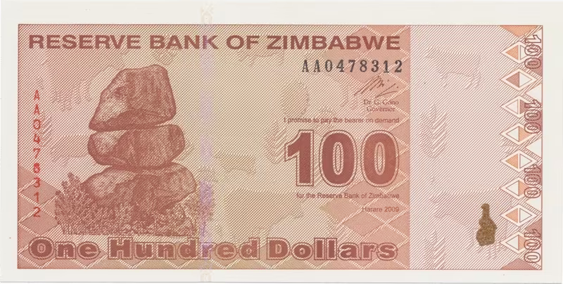 Zimbabwe, 100 Dollars 2009, P.97