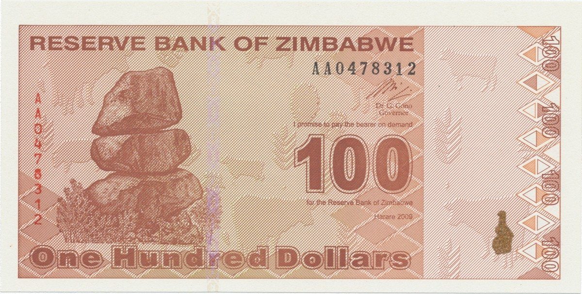 Zimbabwe, 100 Dollars 2009, P.97