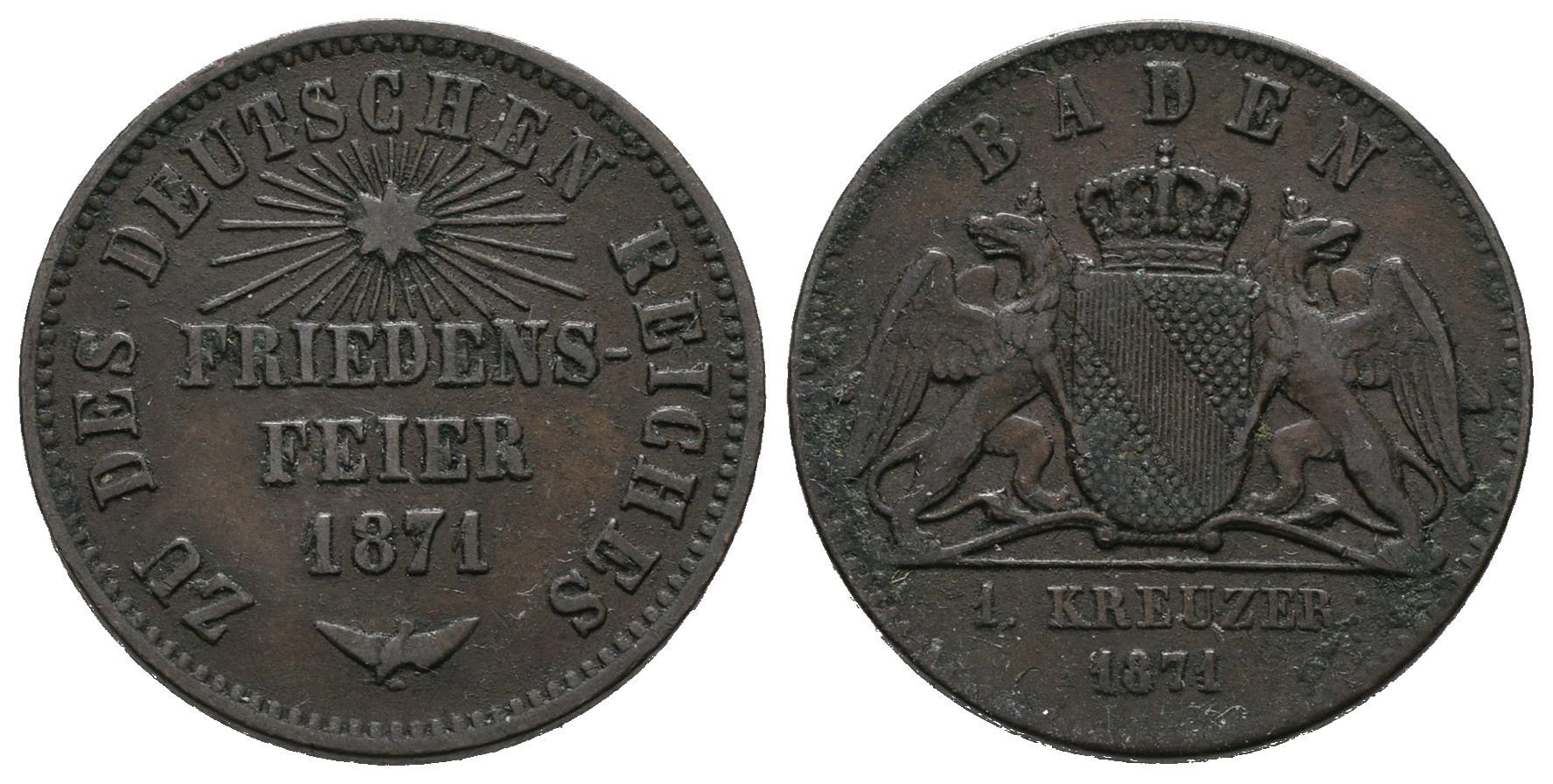 Baden, 1 Krejcar 1871 - Pamětní