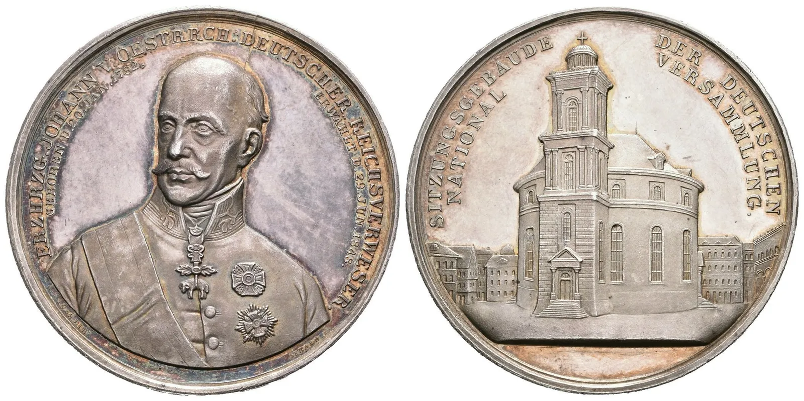 AR Medaile 1848 (Sebald, Neuss) - Ke zvolení říšským kancléřem. Poprsí částečně zepředu, — 1