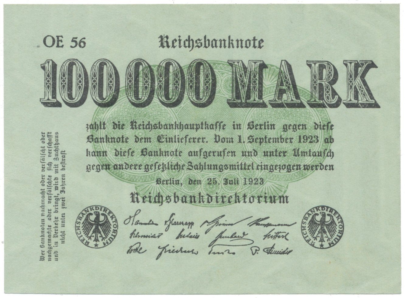 Německo, 100 000 Mark 1923, Ro.90a