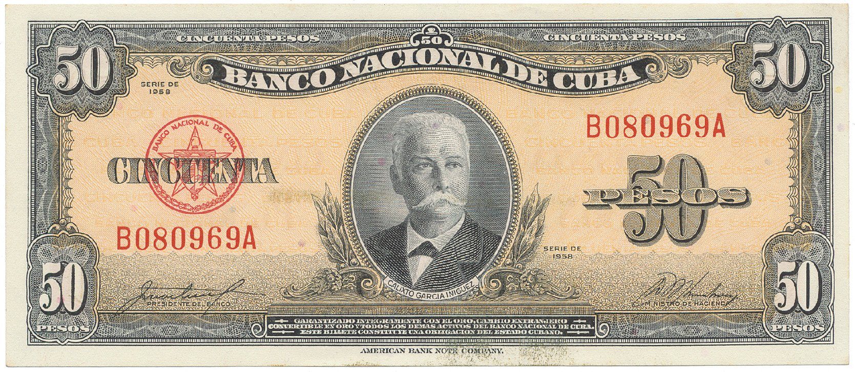 Kuba, 50 Pesos 1958, P.81b