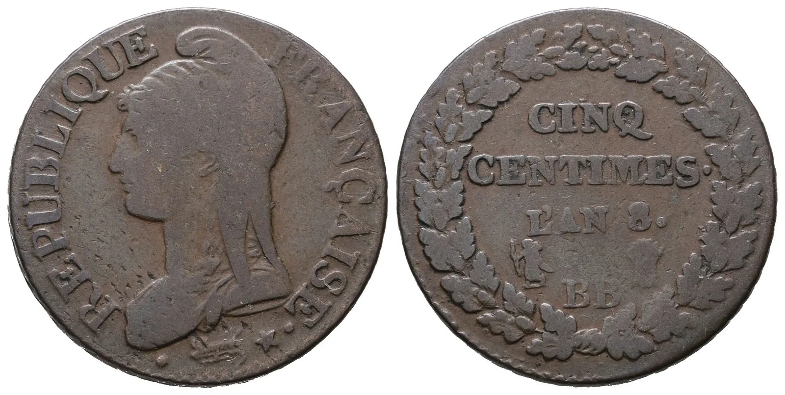Francie Republika, 5 Centime rok 8 (1799) BB