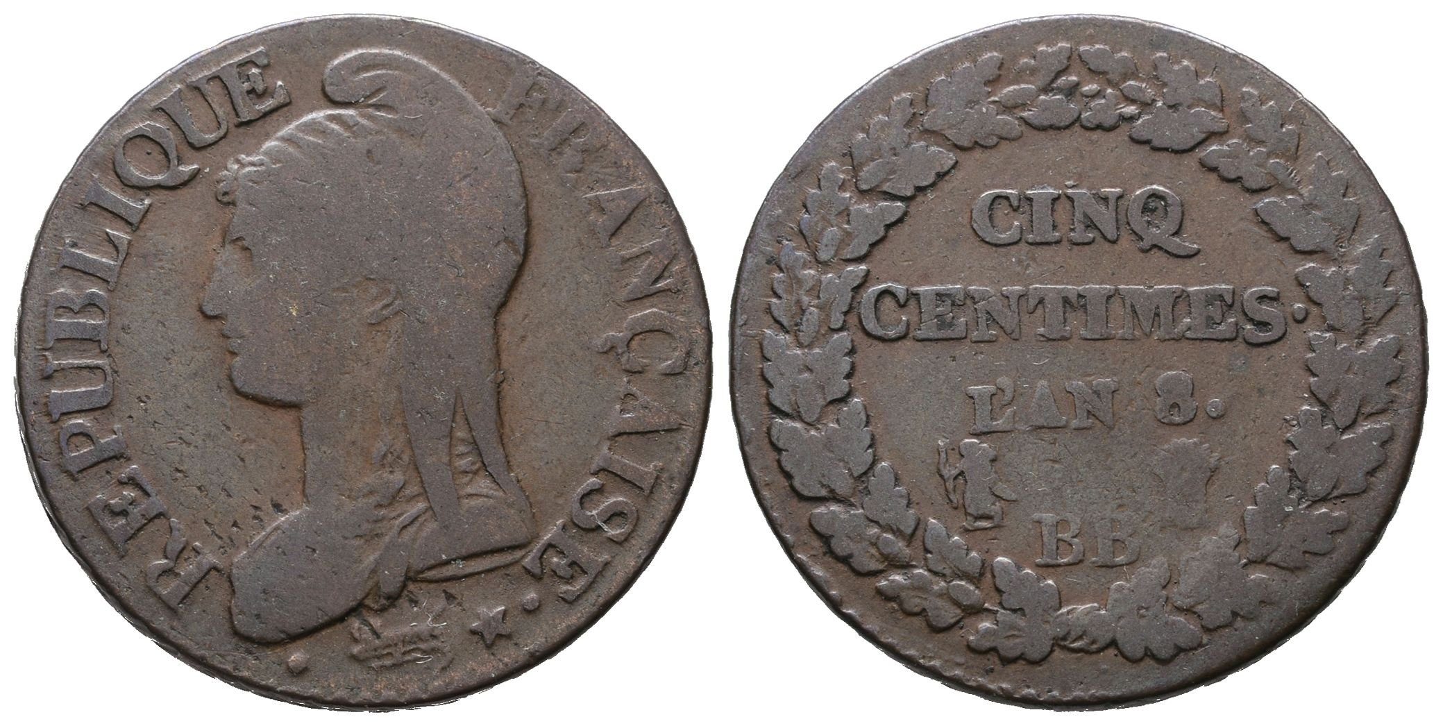 Francie Republika, 5 Centime rok 8 (1799) BB