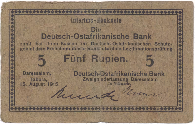 Německá Východní Afrika, 5 Rupien 15. 8. 1915, série C, R.910i