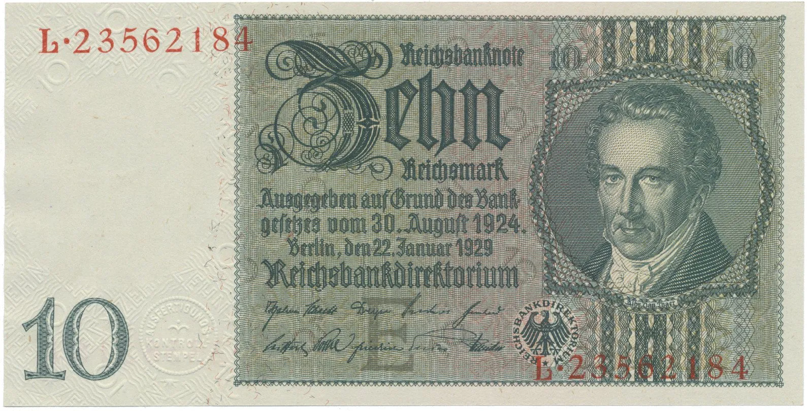 Německo, 10 Reichsmark 1929, typ O/O, Hej.D2c