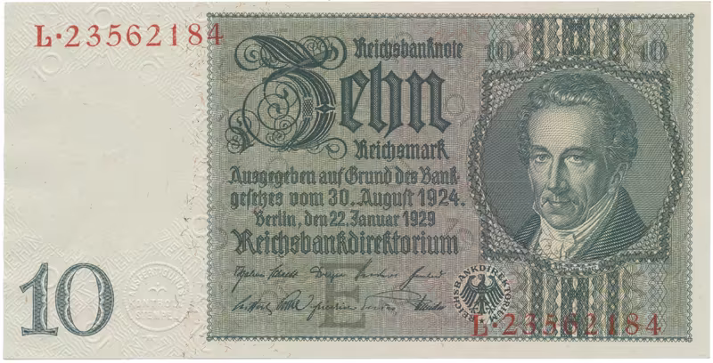 Německo, 10 Reichsmark 1929, typ O/O, Hej.D2c