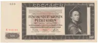 500 Koruna 1942, I. vydání, SPECIMEN, Hej.35a.S1