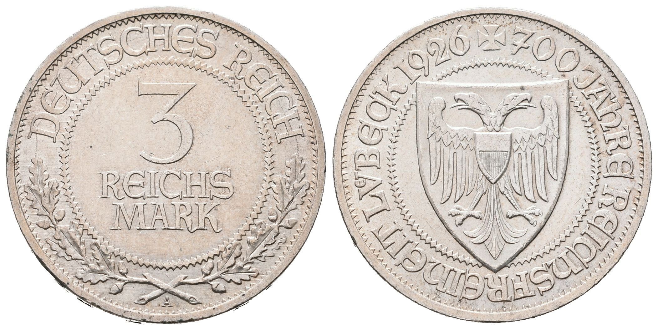 Výmar, 3 Marka 1926 A - Lübeck