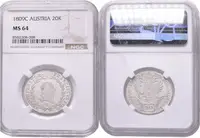 20 Krejcar 1809 C, Hal.2035, certifikace NGC, hodnocení MS 64, luxusní zachovalost — 2