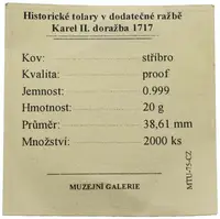 Replika - Historický tolar - Karel II. 1717 - fotografie 2