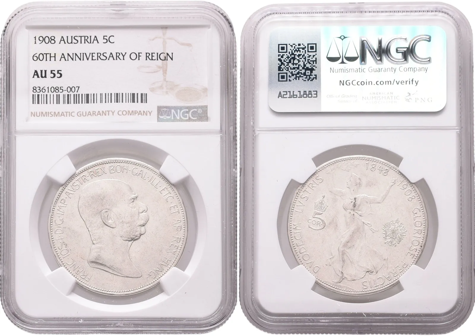 5 Koruna 1908 - jubilejní