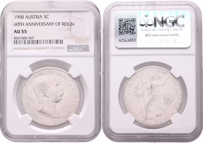 5 Koruna 1908 - jubilejní
