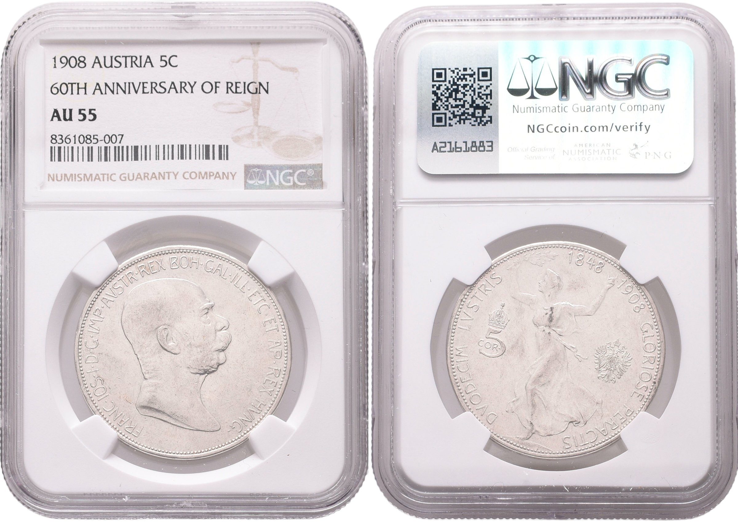 5 Koruna 1908 - jubilejní