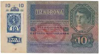 10 Koruna 1915 (1919), stříhaný kolek, Hej.1a