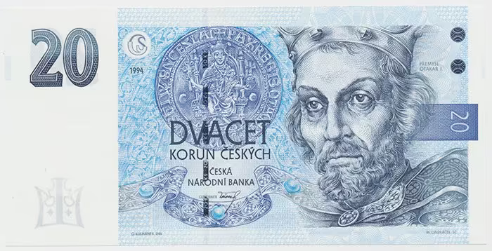 Česká republika, 20 Koruna 1994, série B (proužek vlevo), Hej.CZ14a