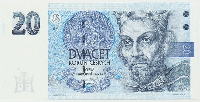Česká republika, 20 Koruna 1994, série B (proužek vlevo), Hej.CZ14a